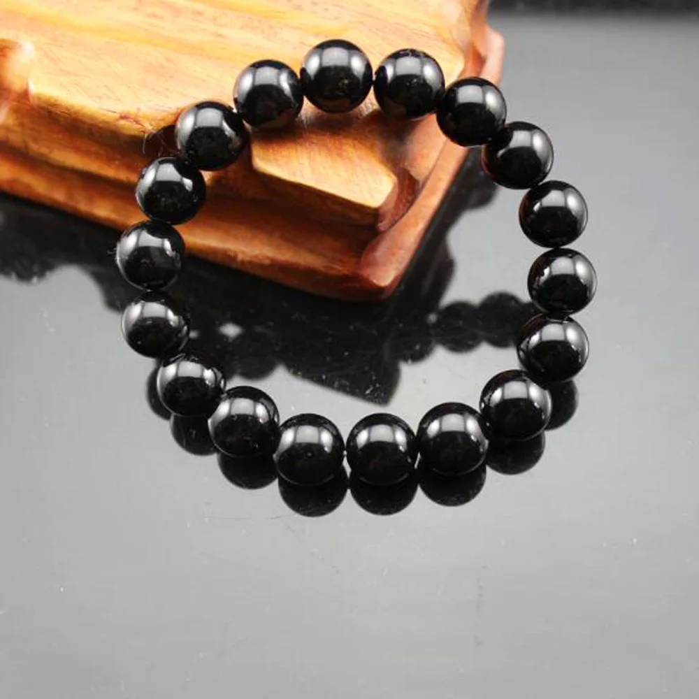 10mm Black Onyx Хороший браслет из бисера чакра для мужчин 10 мм натуральный камень Лава Рок тигровый глаз черный оникс бусины из лечебных камней стрейч Шарм Йога женские ювелирные изделия - Окраска металла: 10mm Black Onyx
