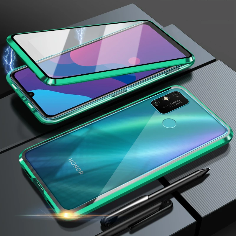 Жесткий чехол для Huawei Honor 9A с закаленным стеклом магнитный поглощающий