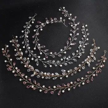 

Luxury Wedding Headdress Hair Jewelry Pearl Crystal Leaf Bride Tiaras Wedding Hair Accessories Headdress Headbands Gift TS20