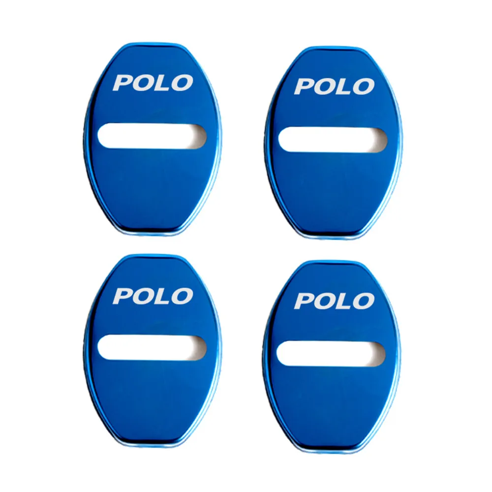 Авто-Стайлинг крышка дверного замка автомобиля Авто эмблемы чехол для Volkswagen VW Polo Passat B6 B7 Touaregu Tiguan аксессуары для стайлинга автомобилей - Название цвета: Синий
