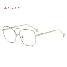 Винтажные квадратные анти-голубые Легкие мужские обычные очки Модные металлические оправы очков для близорукости женские оптические очки
