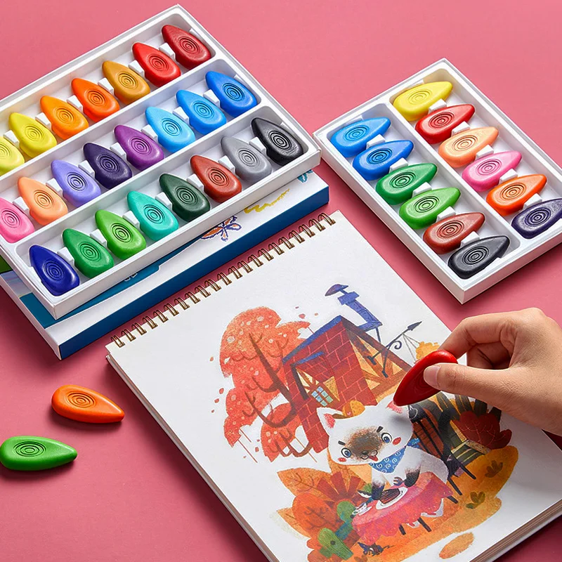 Deli Crayons Do not Dirty Hands Washable Wax Crayon for Kids Coloring Graffiti Painting Art Supplies Pastel 12/24/36/48 Colors