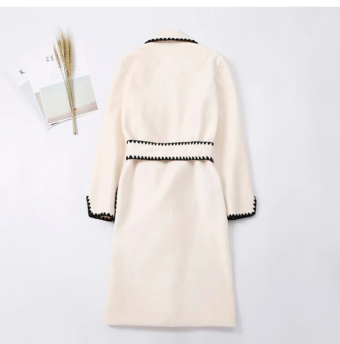 Autumn And Winter New Casual Fashion Women wool coat Loose Plus Solid Color Wavy Side With Wool Coat long