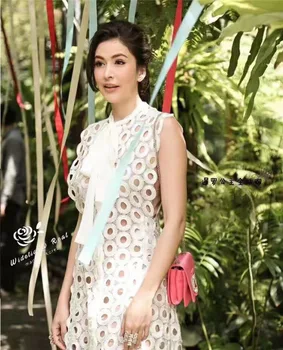 

latest style hollow out embroidery white color cotton lace fabric JOY-31510 french style water solutble lace for ladies dress