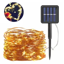 Освещение для сада Медный провод 100/200 светодиодный струнный садовые солнечные светильники лампа Открытый водонепроницаемый Путь Газон украшение теплый белый Сказочный Свадебный праздник газон садовые фонари