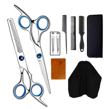 

10pcs Hair Cutter Hairdressing Scissors Barber Home Safe Hair Scissor Grooming Scissor Cutter Cleaning Tool Hair Cutting Kit