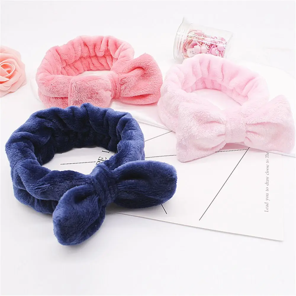 12 color Coral Fleece Hairbow Cross Headband For Wash Face Makeup Lady Bath Cosmetic Hairband Elastic Soft Turban Headwear wide headbands for women