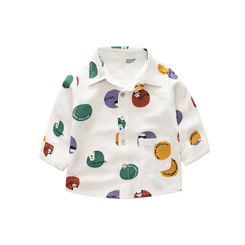 Бежевый Kids Boys Shirts Autumn Long Sleeve White Kids Shirt Cartoon Shirts For Boys Fashion Brand Baby Girl Winter Clothes Shirts - Цвет: Бежевый