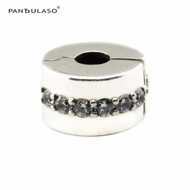 

Shining Clear CZ Clip Charm Sterling Silver Jewelry For Beaded Chain Bracelets & Bangles Woman DIY Beads For Jewelry Making
