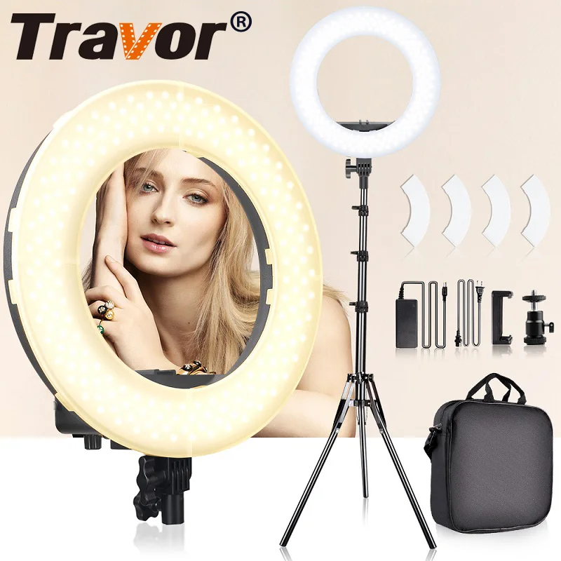 

Travor photography ring light 14 inch ringlight lights 348pcs LED ring lamp dimmable with tripod for makeup YouTube photo light