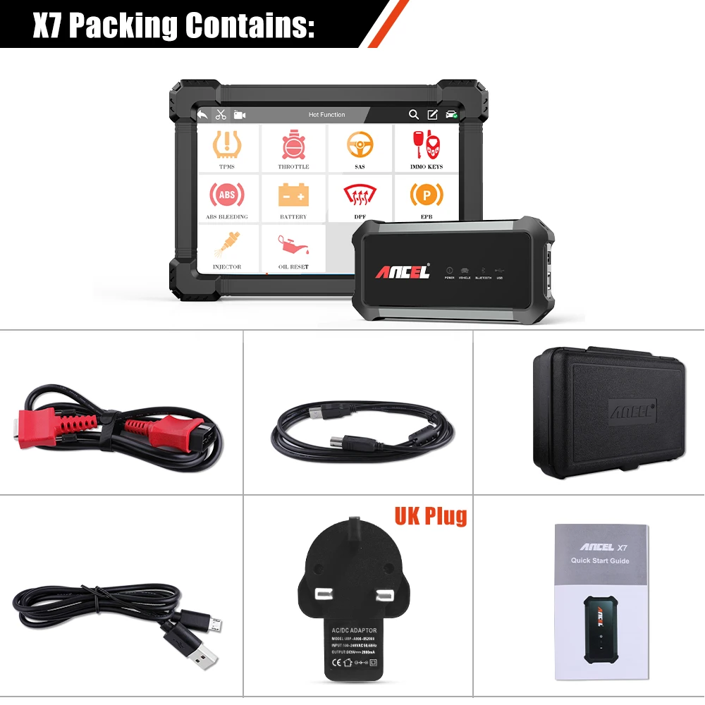 ANCEL X7 Obd2 Professional Diagnostic Auto Full System Multilingual Free Update BMS EPB ABS Oil Reset Auto Car Diagnostic Tool auto battery charger