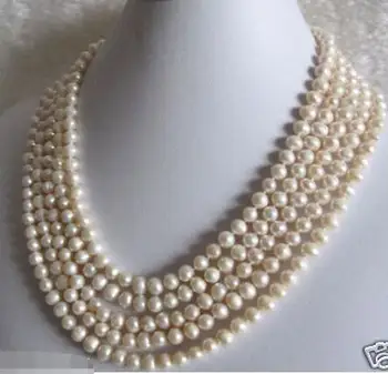 

Beautiful 100" 7-8mm White Freshwater cultured Pearl Necklace