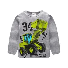 Осень, стиль детской одежды, детская футболка для мальчиков, топы из чистого хлопка с длинными рукавами и рисунком