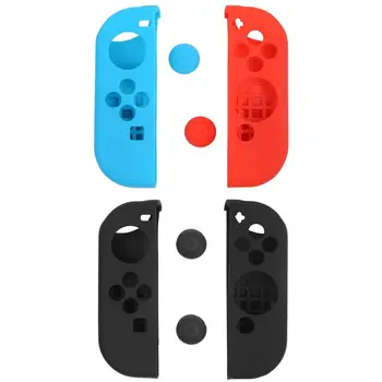 

2 set for Joy-Con Gel Guards with Thumb Grips Caps for Nintendo Switch - Blue+Red & Black