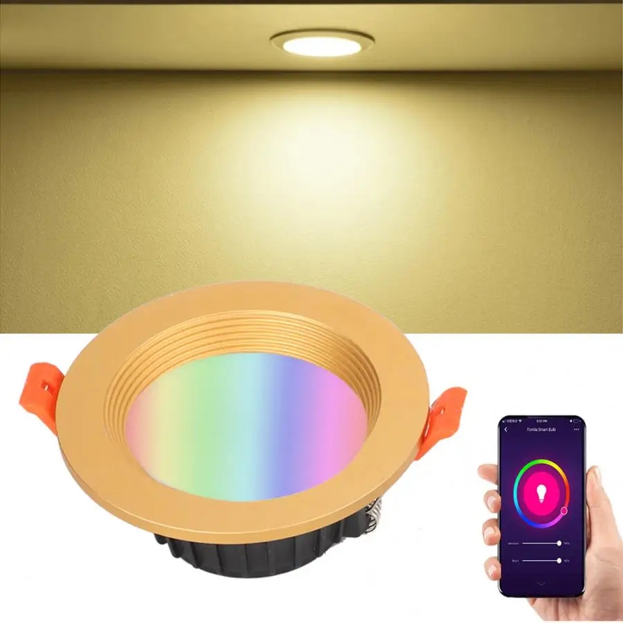 

Bedroom RGB+CW Wi-Fi Smart Downlight AC 85-265V 7W Smartphone Controlled LED Down Light Lamp Spot LED Encastrable