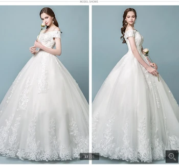 

New arrival white tulle ball gown wedding dress off the shoulder lace appliques v neck wedding gowns beaded stylish wedding gown