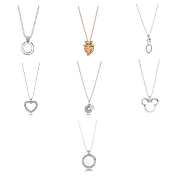 

925 Sterling Silver Rose Gold Lion Diy Heart Mouse Shape For Women Wedding Party Necklace Jewelry Size 45 50 60 75 80 90