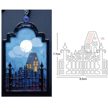 

Halloween Castle Fence Frame Metal Cutting Dies Stencil for Diy dies Scrapbooking Embossing Die Cut Paper Card Making Craft Dies