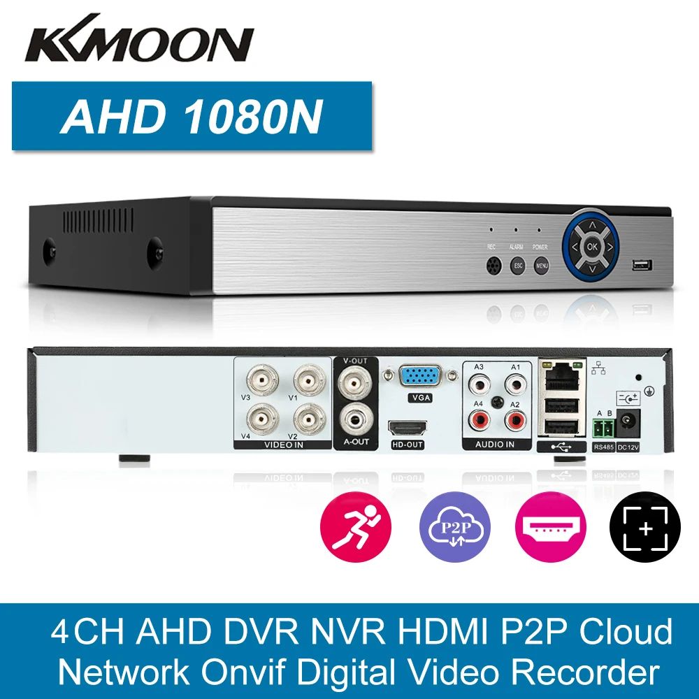 Аналоговая камера высокого разрешения CVI TVI NVR HVR 5-в-1 DVR 4CH 1080P видеомагнитофон ONVIF P2P подключением к телефону мониторинга для видеонаблюдения Системы комплект