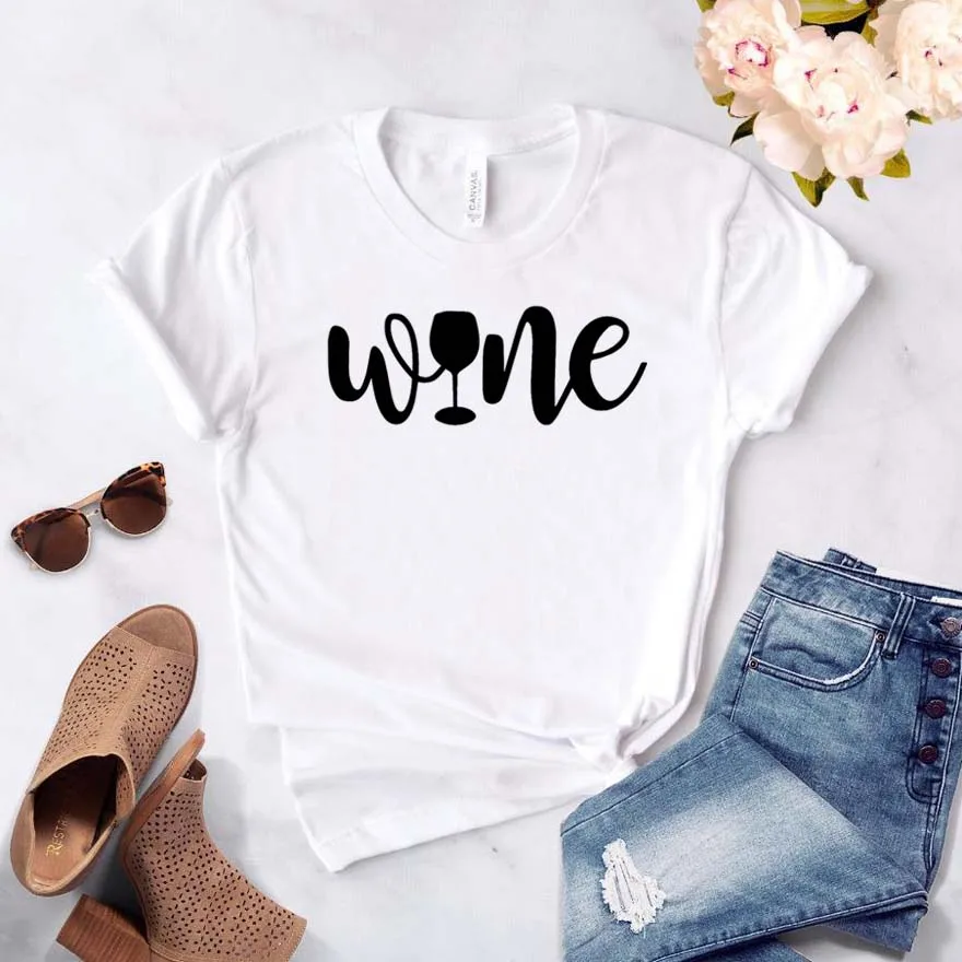 Женская футболка с принтом вина хлопковая хипстерская забавная футболка подарок леди Юн Девушка Топ Футболка Прямая поставка ZY-426 - Цвет: Белый