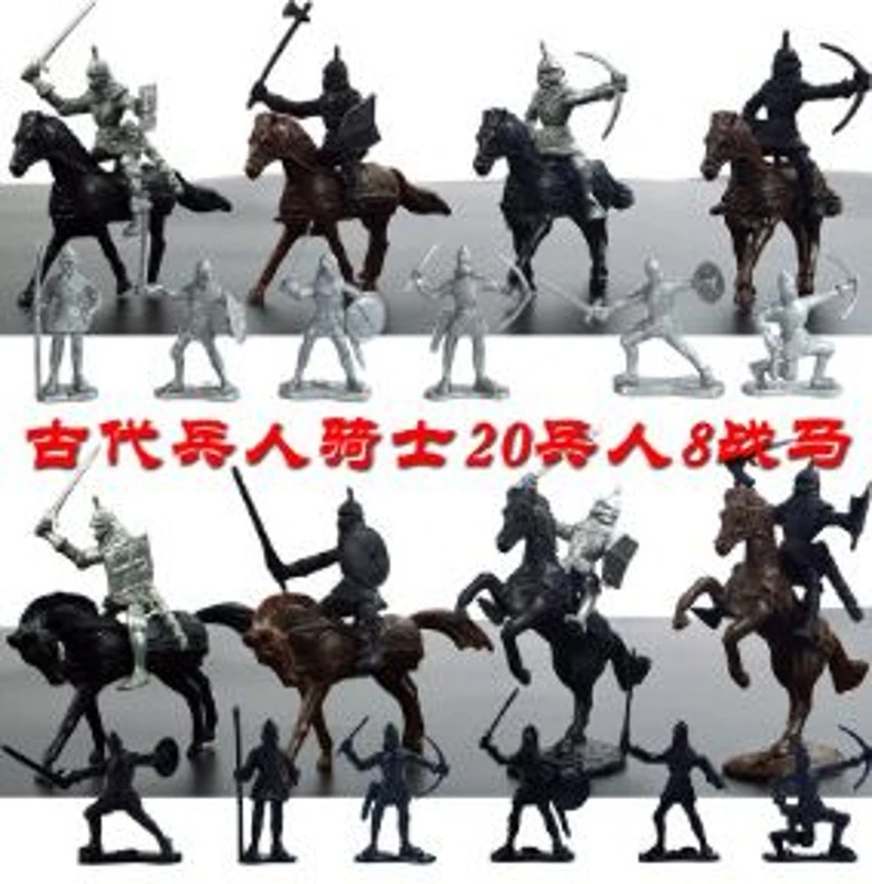 28pcs Medieval Knights Warriors Horses Kids Toy Soldiers Figures Model Playset-0