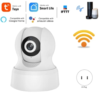 

720P Smart IP Camera Wireless WiFi Night Vision CCTV Camera Tuya Smart Life APP Work with Alexa Google Home IFTTT US Plug