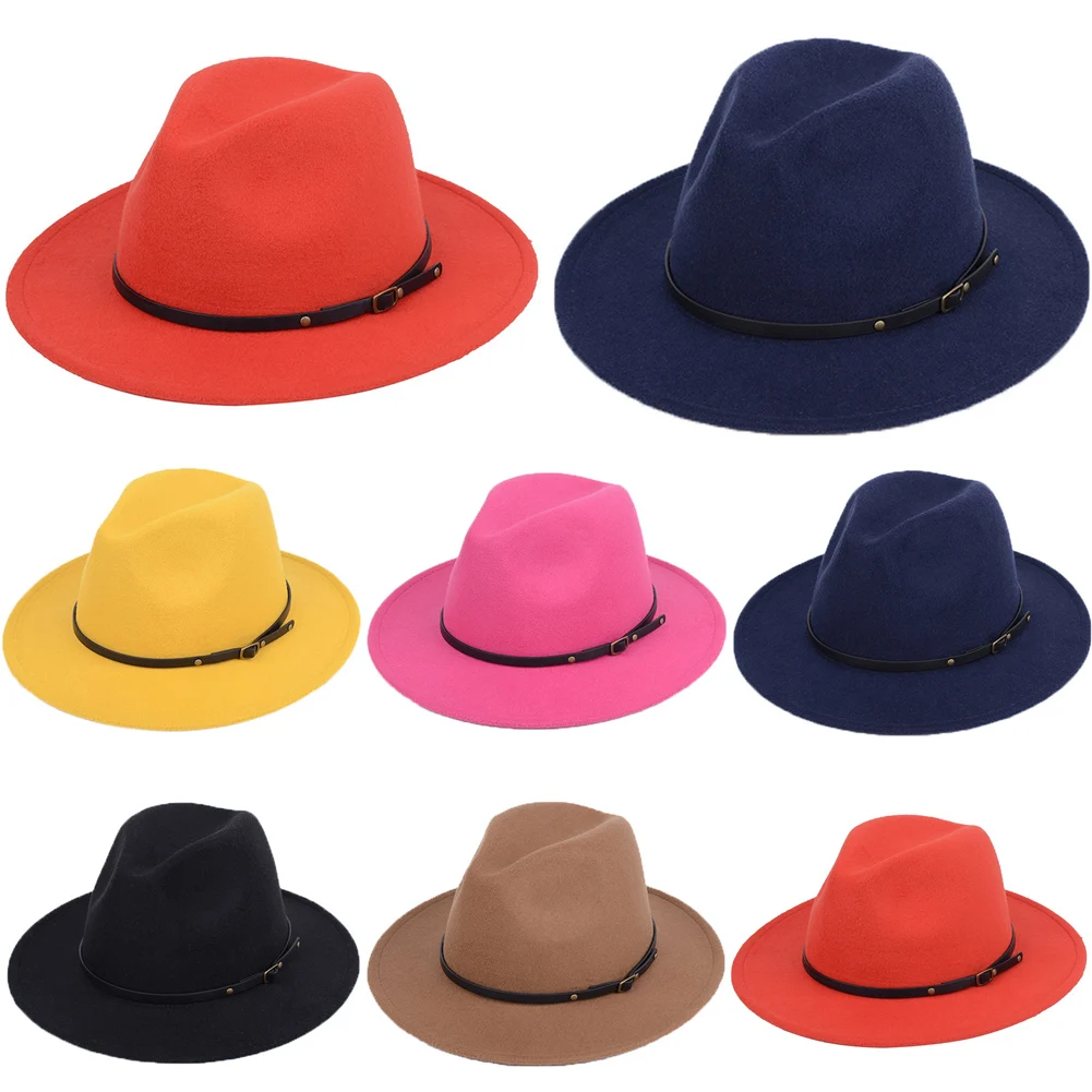 Мужская женская шляпа UInisex, для взрослых, одноцветная, с широкими полями, повседневная, формальная, джазовая шляпа, шляпа Fedora