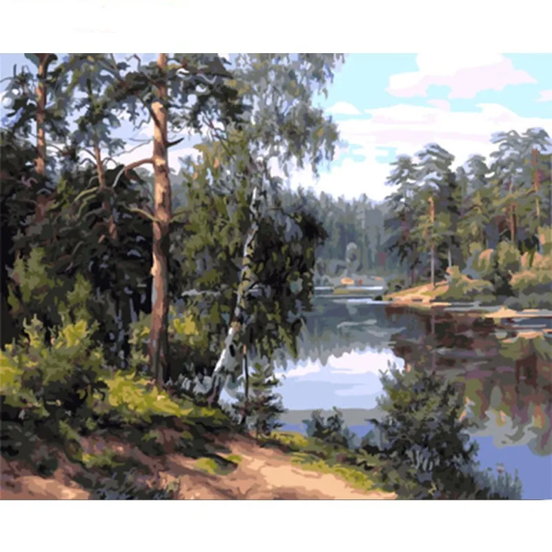 

Landscape Oil Picture By Number On Canvas With Frame 40x50 For Drawing Color Acrylic Paint Drawing Painting Decoration Wall Art