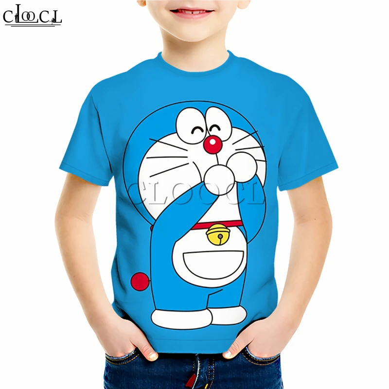 Мультяшные футболки Doraemon для мальчиков и девочек 3D принт японское аниме