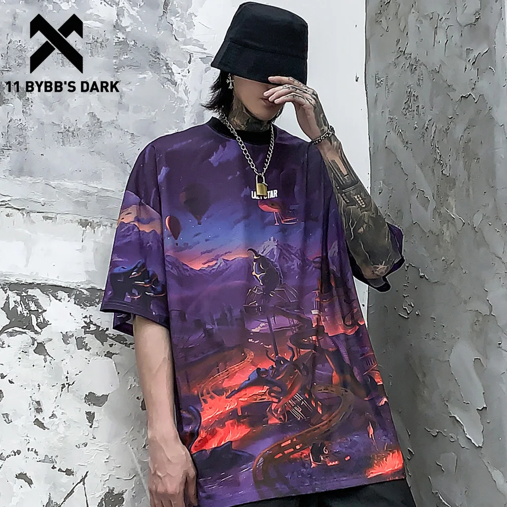 11 byb's DARK Dark Comic Graffiti Футболка мужская 2020 Harajuku футболки хип хоп Уличная