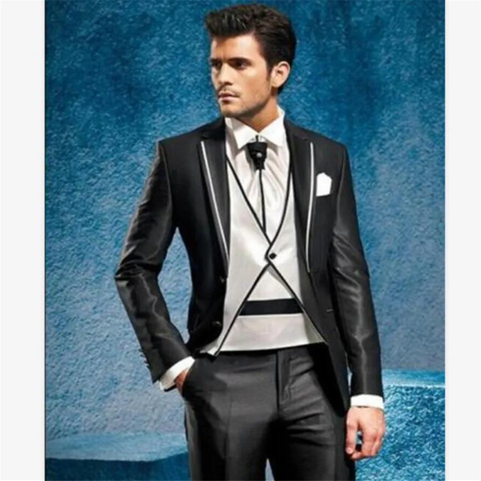 Классический мужской костюм смокинг Noivo Terno Slim Fit Easculino вечерние костюмы для мужчин уголь жениха смокинги Свадебная вечеринка Brideg