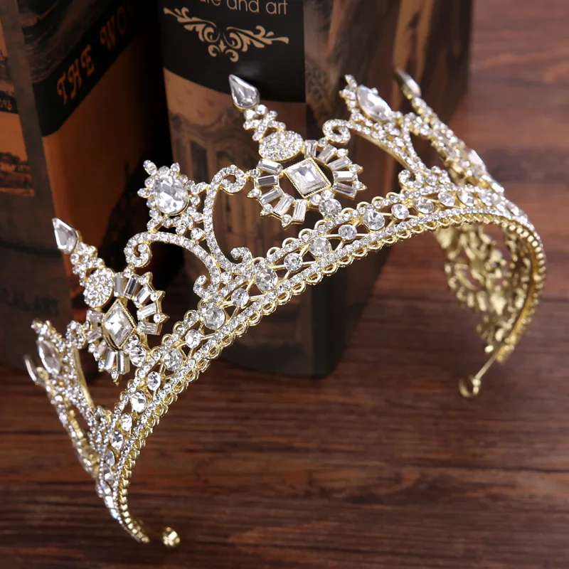 

New Style Bride Headdress Crown Baroque Bride Man-made Diamond Crown Hair Clasp Wedding Accessories Crown Hair Ornament