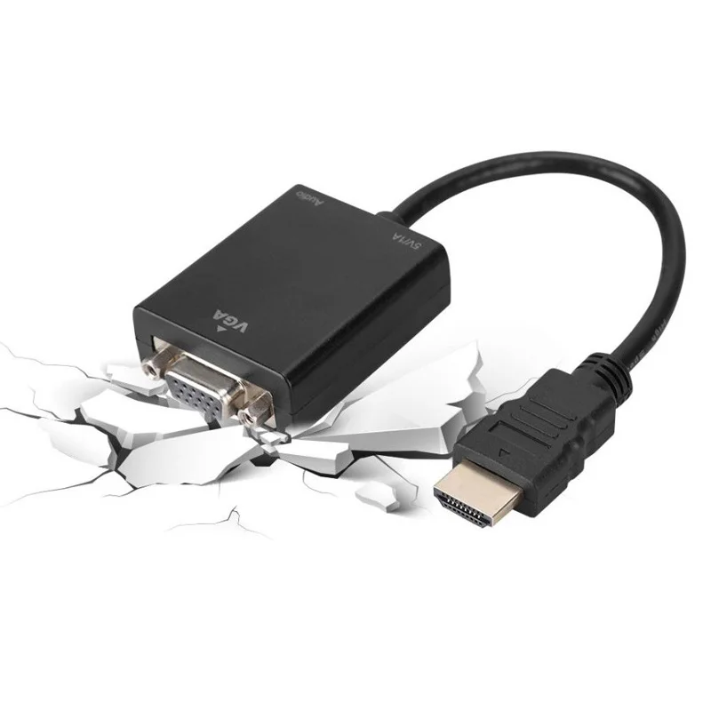 Видеоадаптер HDMI/VGA HDIMI штекер-гнездо 1080P цифро-аналоговый для ПК ноутбуков
