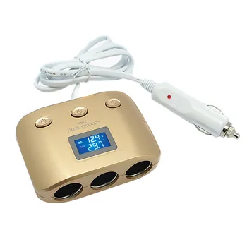 

3-Socket Car Cigarette Lighter Charger With LCD Display And 2 USB Ports In-car Fast Charger Car Accessories For Boat Tractor#Ger
