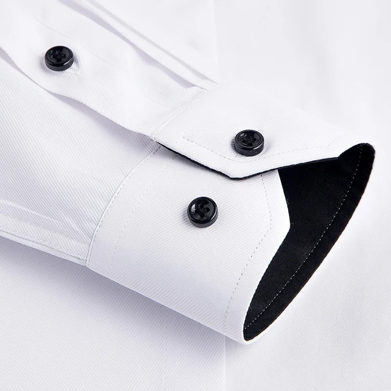Роскошные брендовые черные формальные мужские рубашки с длинным рукавом с внутренним воротником, модные деловые повседневные рубашки высокого качества, белые мужские рубашки