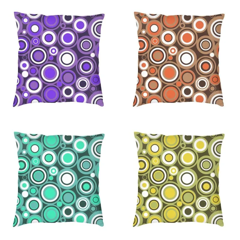 

Ultra Violet Purple And White Circle Retro Pillow Cover Home Decor Mid Century Modern Cushion Case Throw Pillow for Living Room