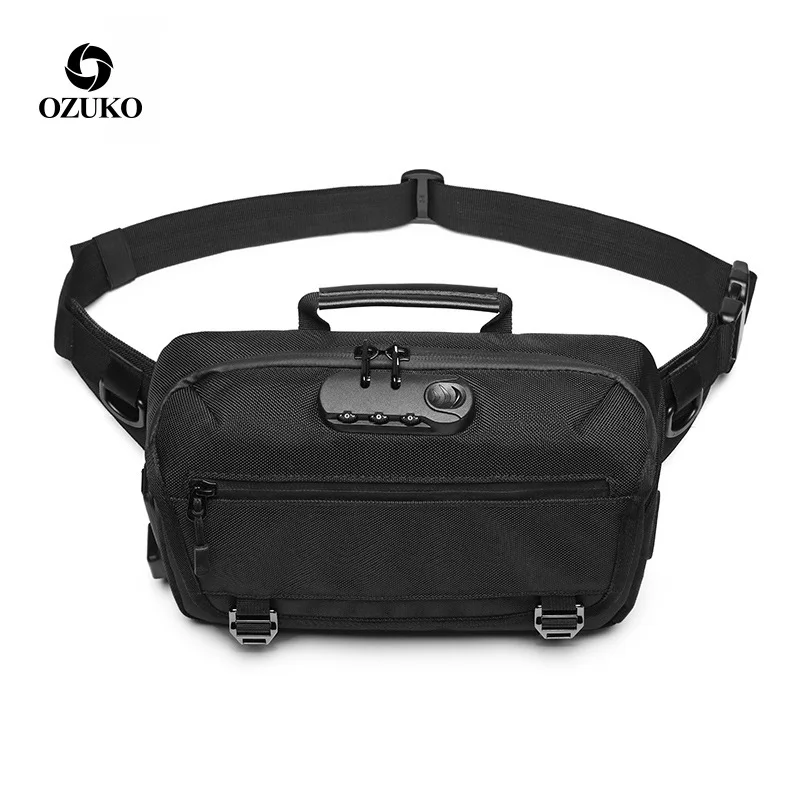 

OZUKO 2019 Waterproof Men's Waist Bags Anti-Theft Chest Pack Male Casual Shoulder Bags High Quality Chest Bag for Cell Phone