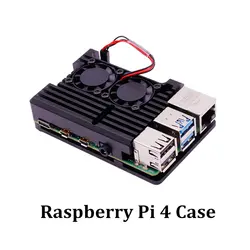 Новый корпус Raspberry Pi 4 из алюминиевого металла с двойным охлаждением корпус вентилятора черный корпус для RPI 4 Модель B
