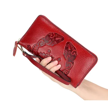 

genuine leather women wallets cow leather female purse large capacity womens leather wallets real leather clutch bag