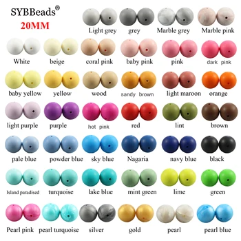 

100pcs round Silicone Beads 20mm Baby Teether Eco-friendly Sensory Teething Necklace Food Grade Mom Nursing rodent