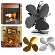 Black Fireplace 4 Blade  Fan Leaf Parts Heat Heat Powered Stove Fan Log Wood Burner Powered Stove Fan Parts Efficient Heat  Dist