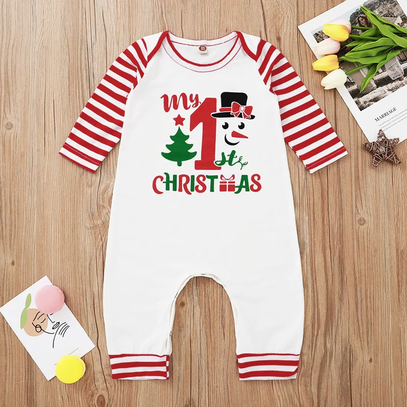 

Autumn Spring 0-18M Baby Boy Girls Chrismas Jumpsuit Letter Print Long Sleeve