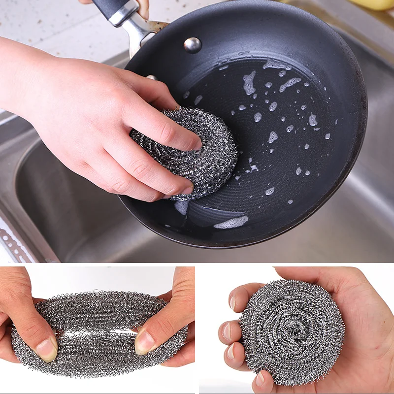 

Stainless Steel Cleaning Sponge Metal Thick Pad Ball for Home Kitchen pot pan Tableware Cleaning Quality 12 Pieces