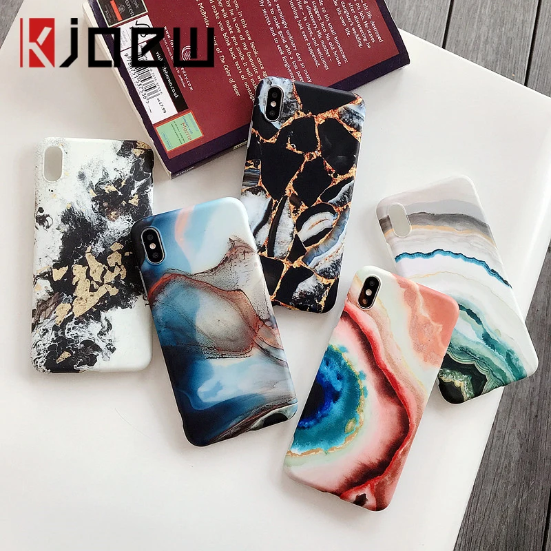KJOEW Matte Granite Stone Marble Phone Case For iPhone 11 Pro Max X XS XR Xs 6 6S 7 8 Plus Soft IMD Silicone Back Cover | Мобильные