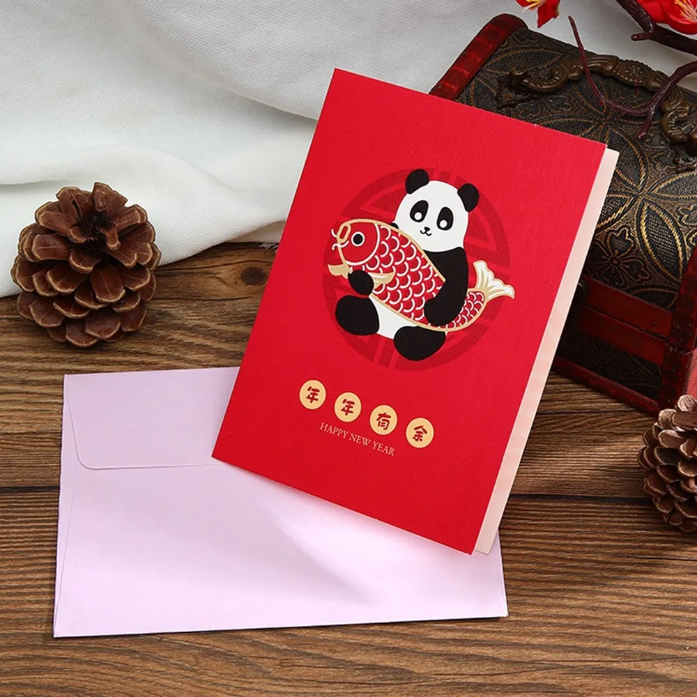 10 шт./компл. Новое поступление на год поздравительная открытка с рисунком рождественского оленя открытки с панды льва китайский Стиль узор Новое поступление на год карты - Цвет: D
