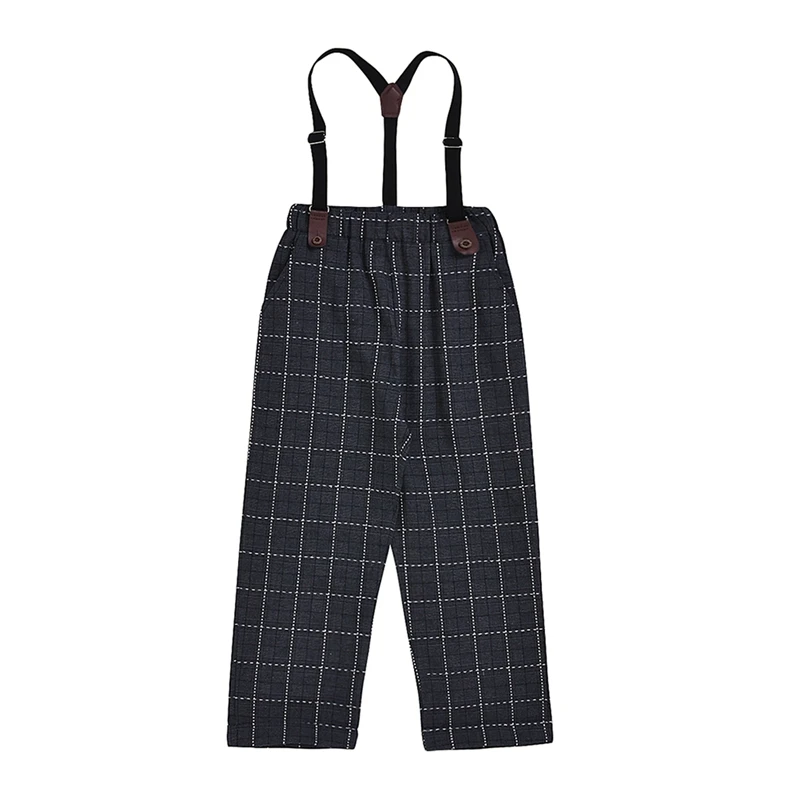 

High quality Autumn Baby Boy Overalls Suspender Pants Children Cotton Plaid Pattern Suit Pants Overalls Trousers