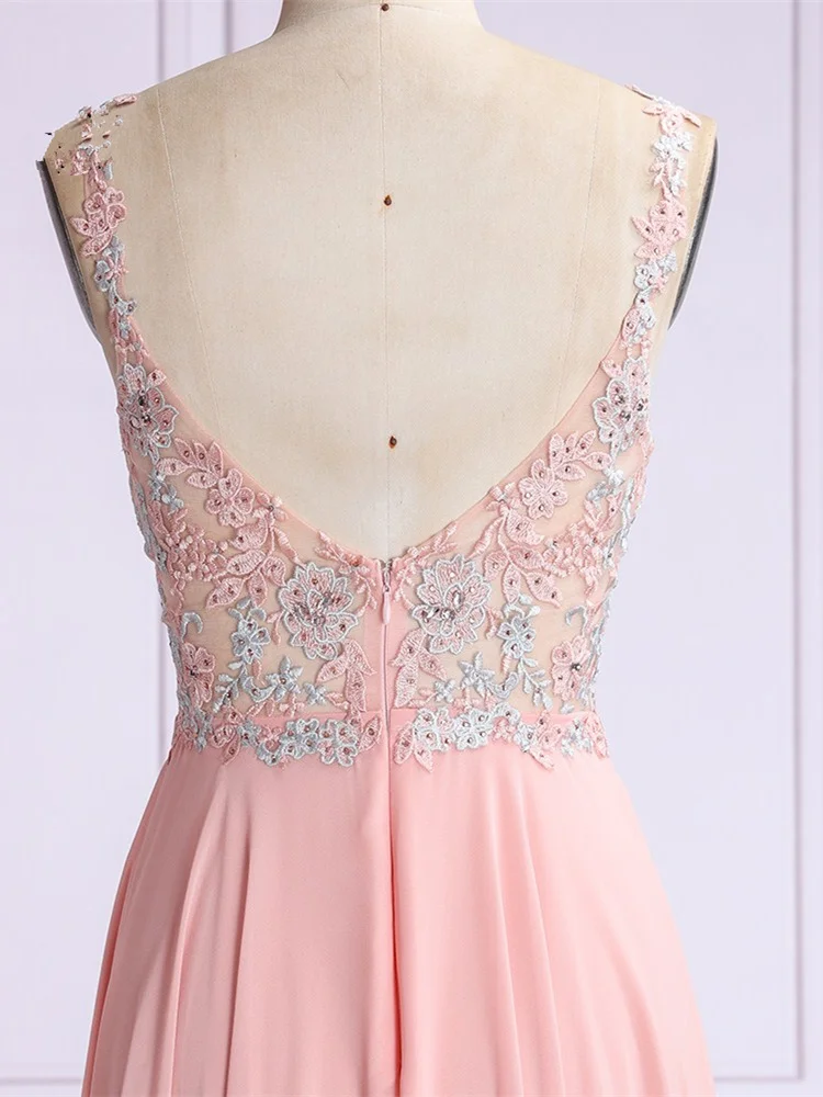 It's Yiiya Evening Dress Elegant Sling Embroidery Lace Party Dresses O005 Sleeveless Zipper Long Plus Size robe de soiree