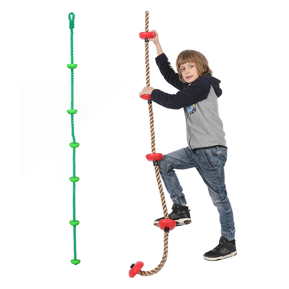 

Kids Outdoor Climbing Rope Disc Toy Swing for Children Physical Training Climbing Rope with Connecting Belt Carabiner Exercise