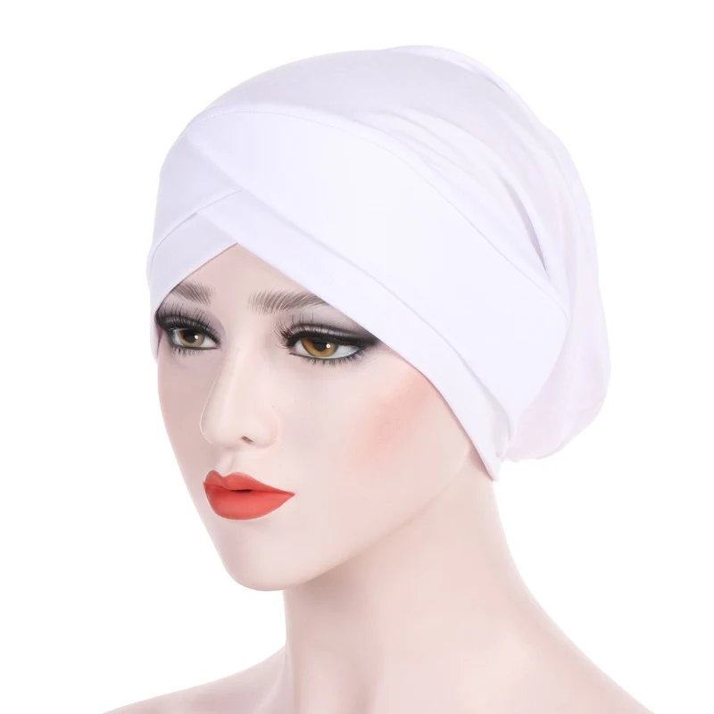 Модная женская полиэфирная мусульманская эластичный тюрбан шапка после химиотерапии шапка для выпадения волос головной платок обертывание Кепка Высокое качество Горячая Распродажа Rk - Цвет: W