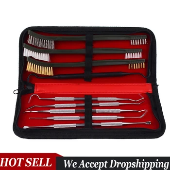 

Tactical Gun Cleaning Kit 9pcs Universal Pistol Cleaning Set 3 Brass Steel Brush + 6 Stainless Steel Nylon Pick Gun Accessories